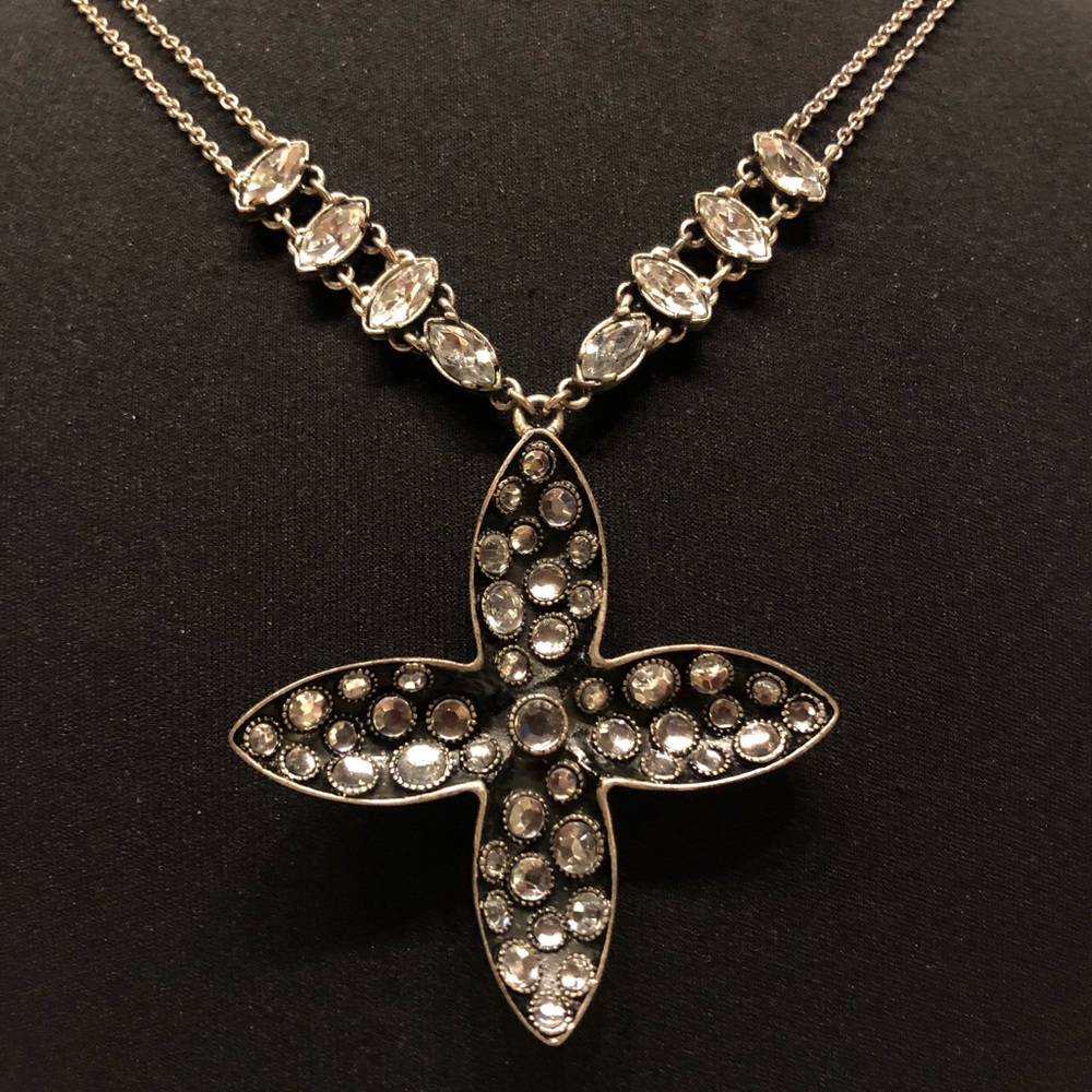 BCBGeneration 2 Chains Rhinestone Cross